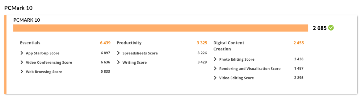 PCMARK 10 result